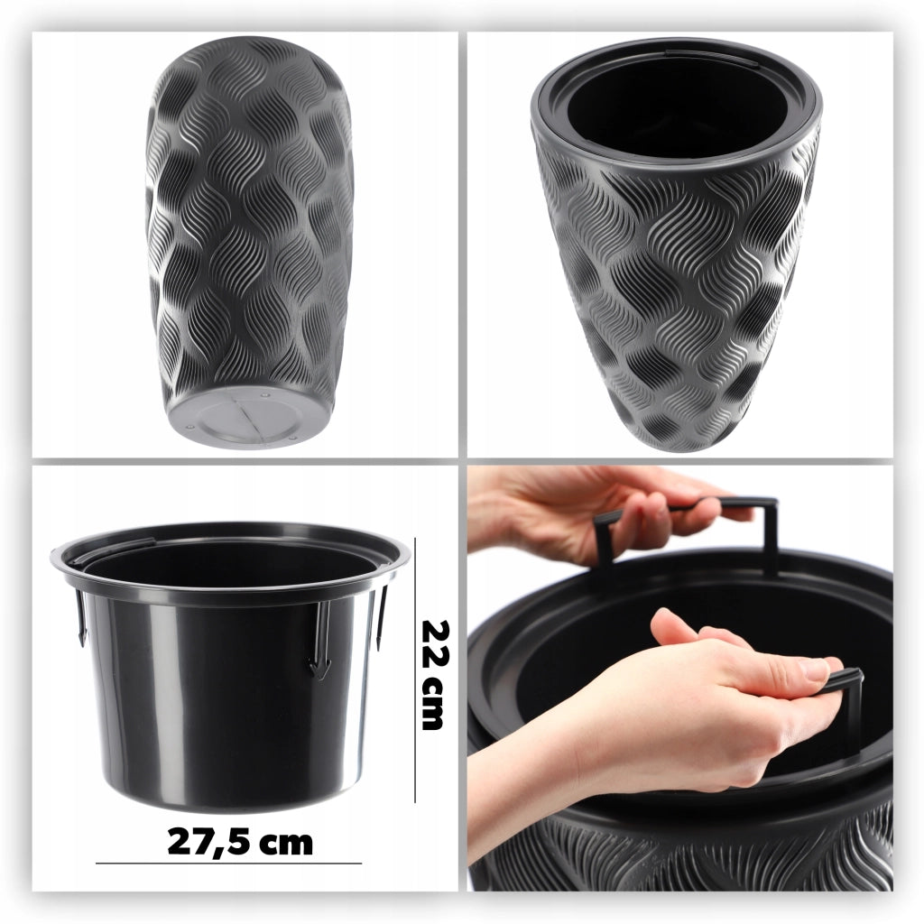 Vaso da fiori KADAX con inserto 58 cm, copertura per vaso da fiori in plastica alta