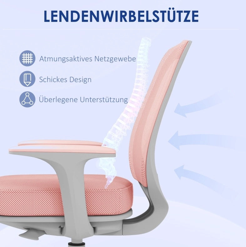Sedia da ufficio ergonomica rosa regolabile