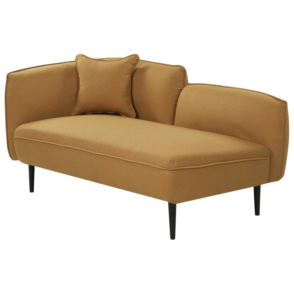 Chaise longue in tessuto bouclé giallo senape Gambe in metallo a sinistra con cuscino Design moderno