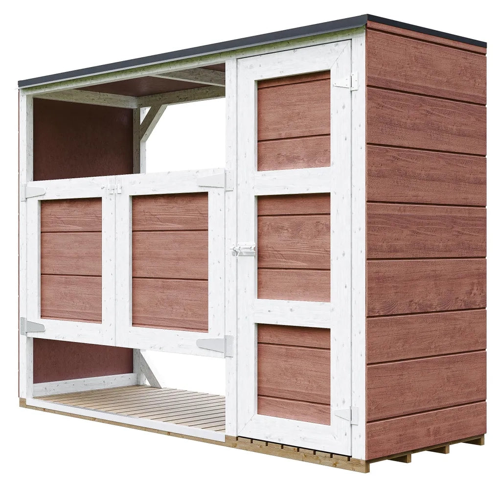Ricovero per bidoni da giardino 2x240L TIMBELA M981A-REDWOOD RED