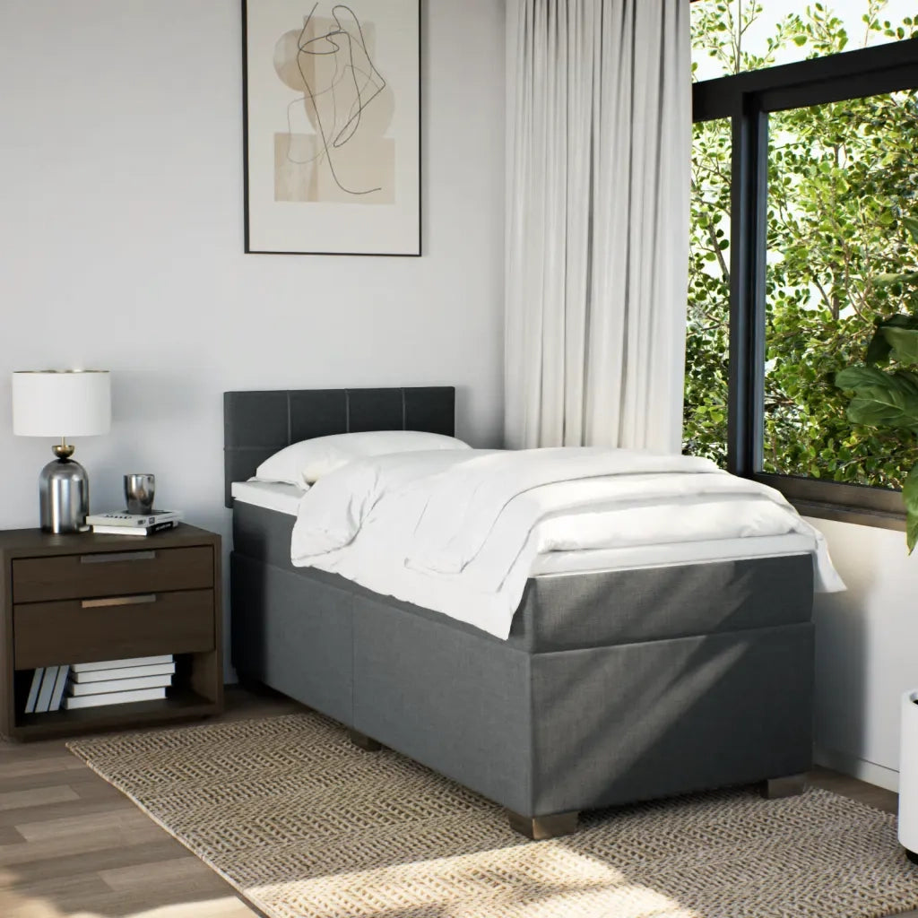 Giroletto a Molle con Materasso Grigio Scuro 90x190 cm Tessuto 3288044