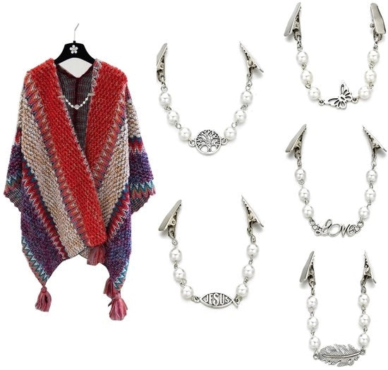 Fibbia Cardigan 5 pezzi - Fibbie per Vestiti da Donna - Fibbia Cinch - Fibbie per Sciarpe - Decorazione per Colletti/Cappotti - Fibbie a Zincatura/Iron/Fibra di Carbonio - Fibbie per Sciarpe