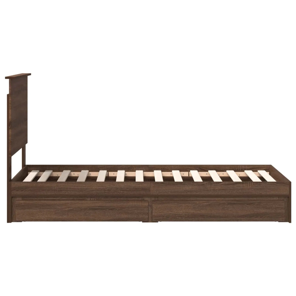 Letto con Contenitore con testiera Rovere Marrone 75 x 190 cm 3411263