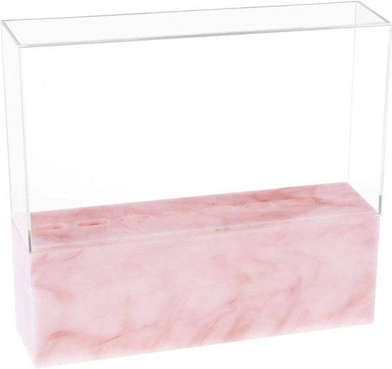 Cassetto di archiviazione con coperchio - Acryl - 8 aperture - Appoggio spilli - Cappotto stoffa - Disegno marmo rosa