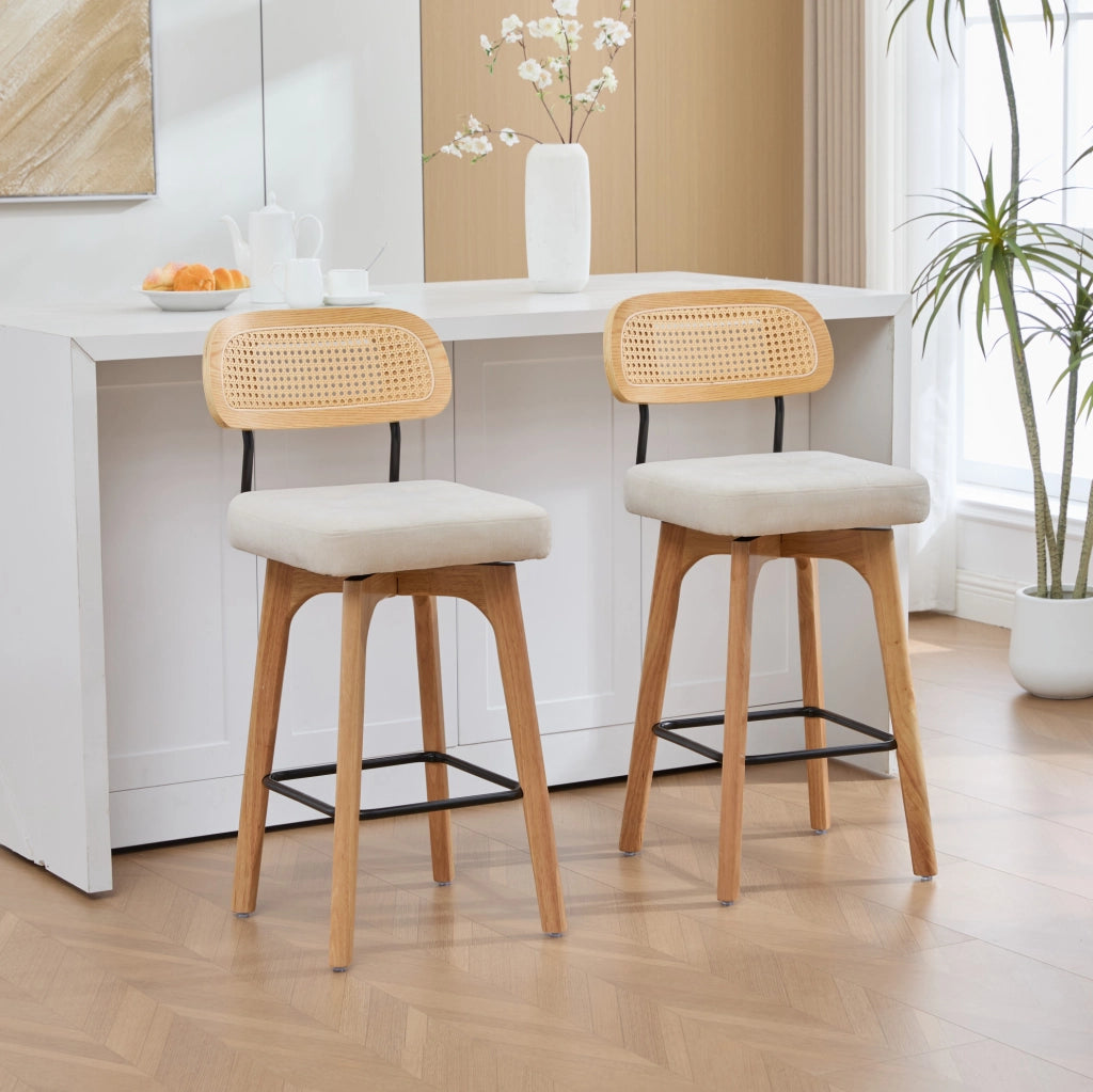 Sedia a dondolo con schienale alto ergonomico in velluto beige