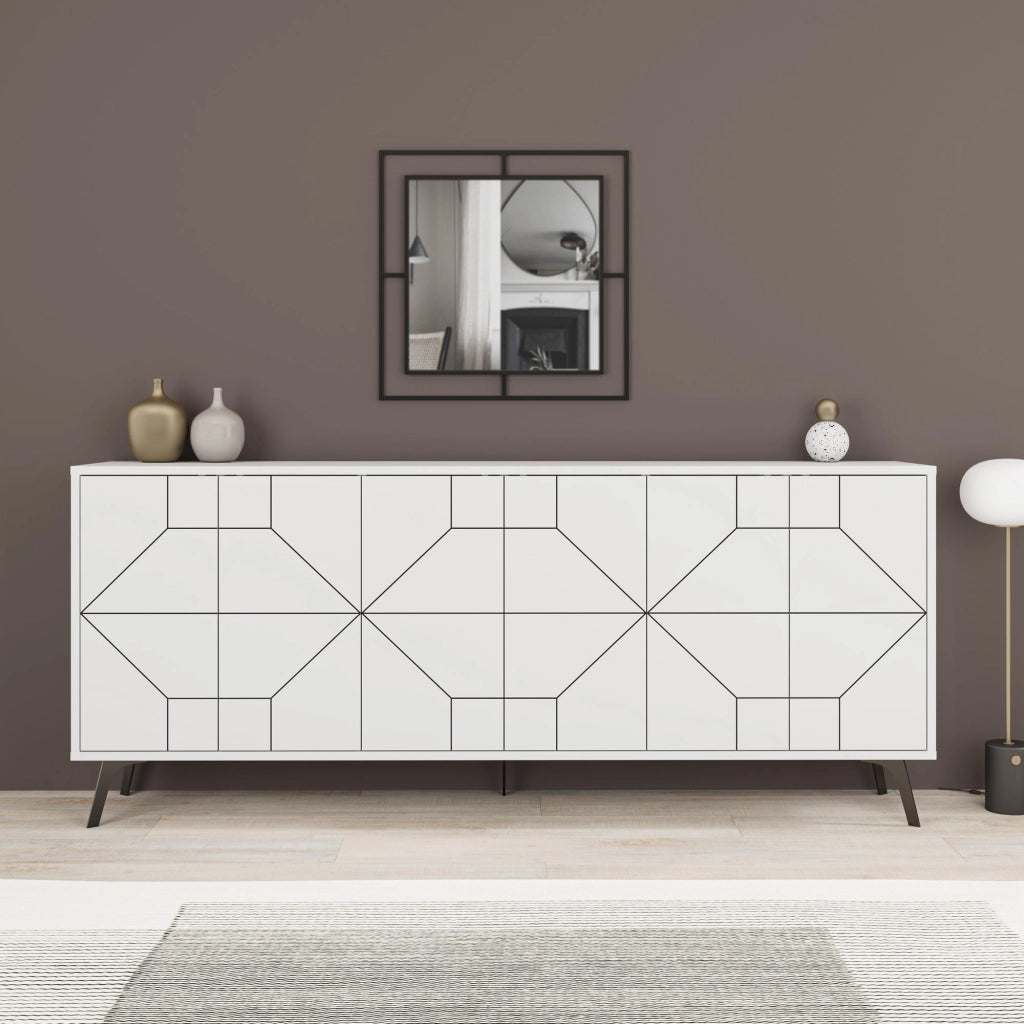 Credenza in legno "Dune" - 184 x 35 x 77 cm - Bianco