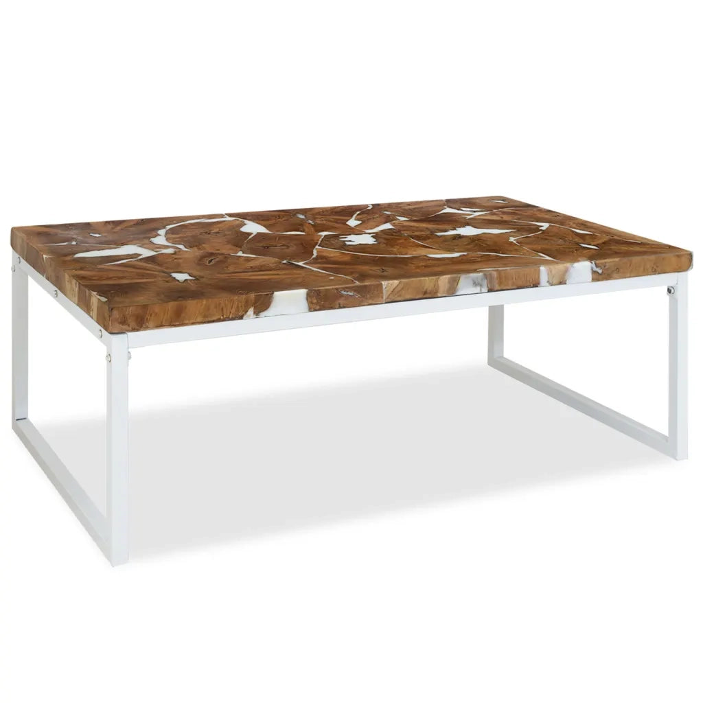 Tavolino da Salotto in Legno di Teak e Resina 110x60x40 cm 244553
