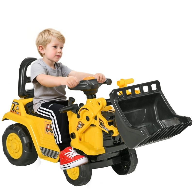 Escavatore cavalcabile con vano portaoggetti integrato, trattore cavalcabile per bambini, escavatore per bambini con clacson, scavatrice cavalcabile,