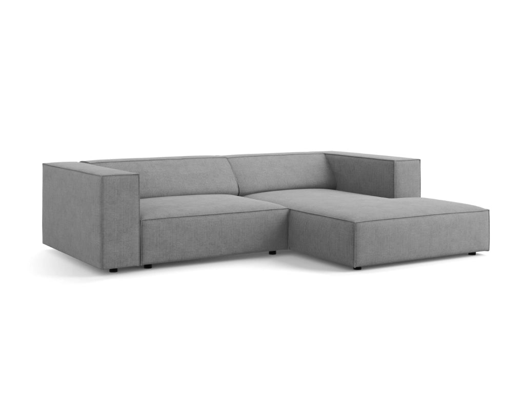 Cosmopolitan Design - Divano angolare destro "Arendal" 3 posti in ciniglia con effetto a coste grigio scuro 