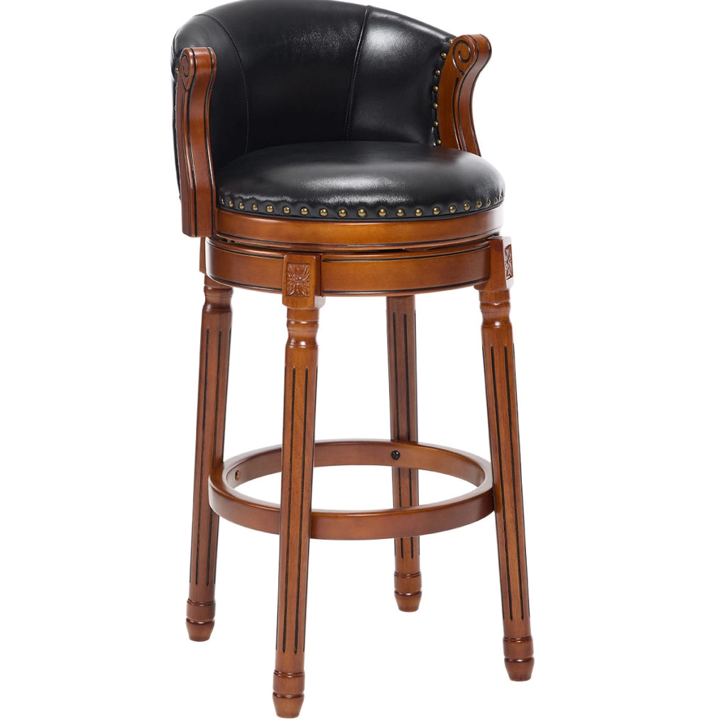 Sgabello da bar 55x55x103 cm nero – girevole 360°, schienale, in pelle