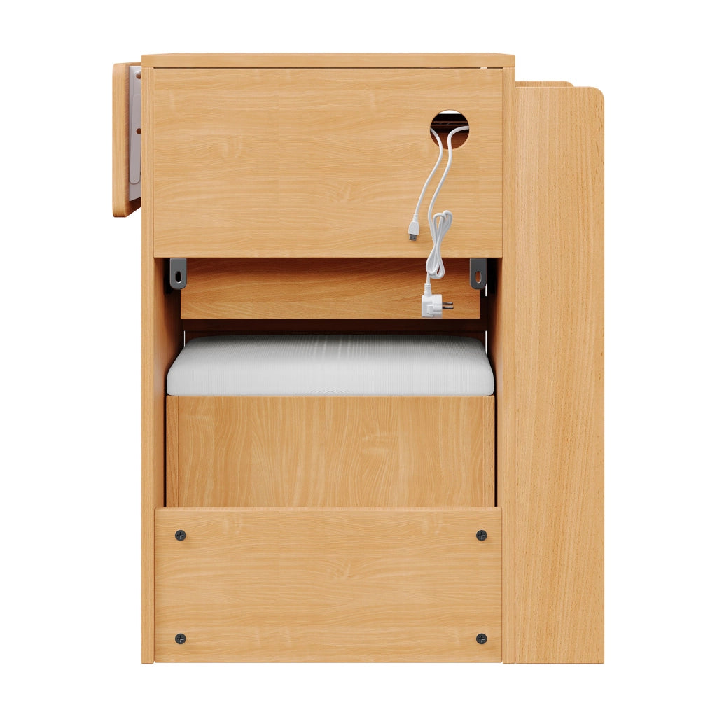 TOELETTA con specchio LED pieghevole 79x120x40 cm Natural con sgabello