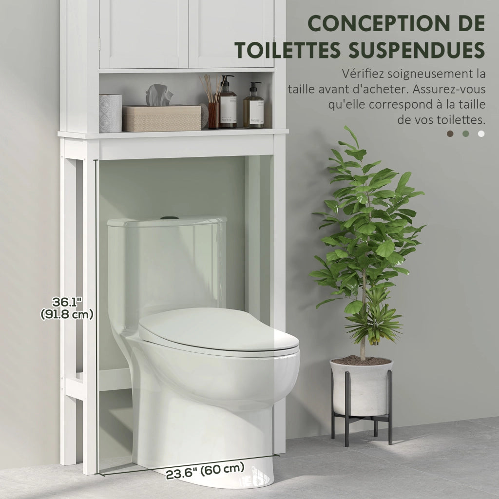 Mobiletto Bagno con Ante e Ripiani Regolabili ¨C Zephmum ¨C Bianco 60x30x