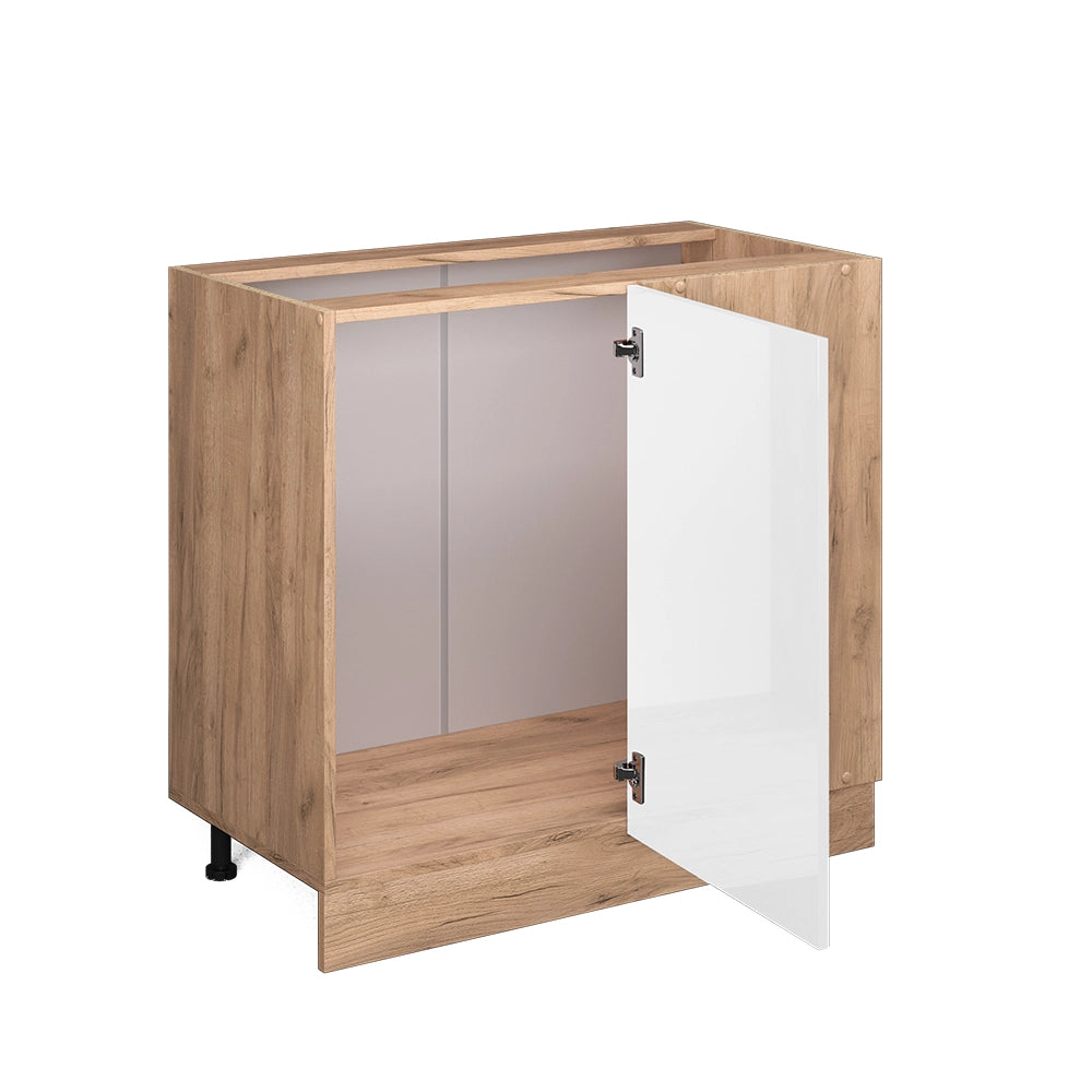 Mobile ad angolo cucina R-Line Bianco lucido/Rovere dorato 86 cm senza piano di lavoro Vicco
