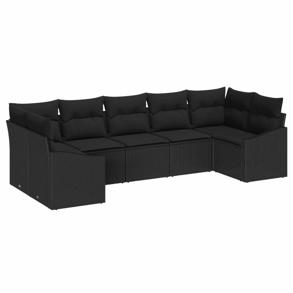 Set Divano da Giardino con archiviazione 7 pcs Nero polyrattan 3355542
