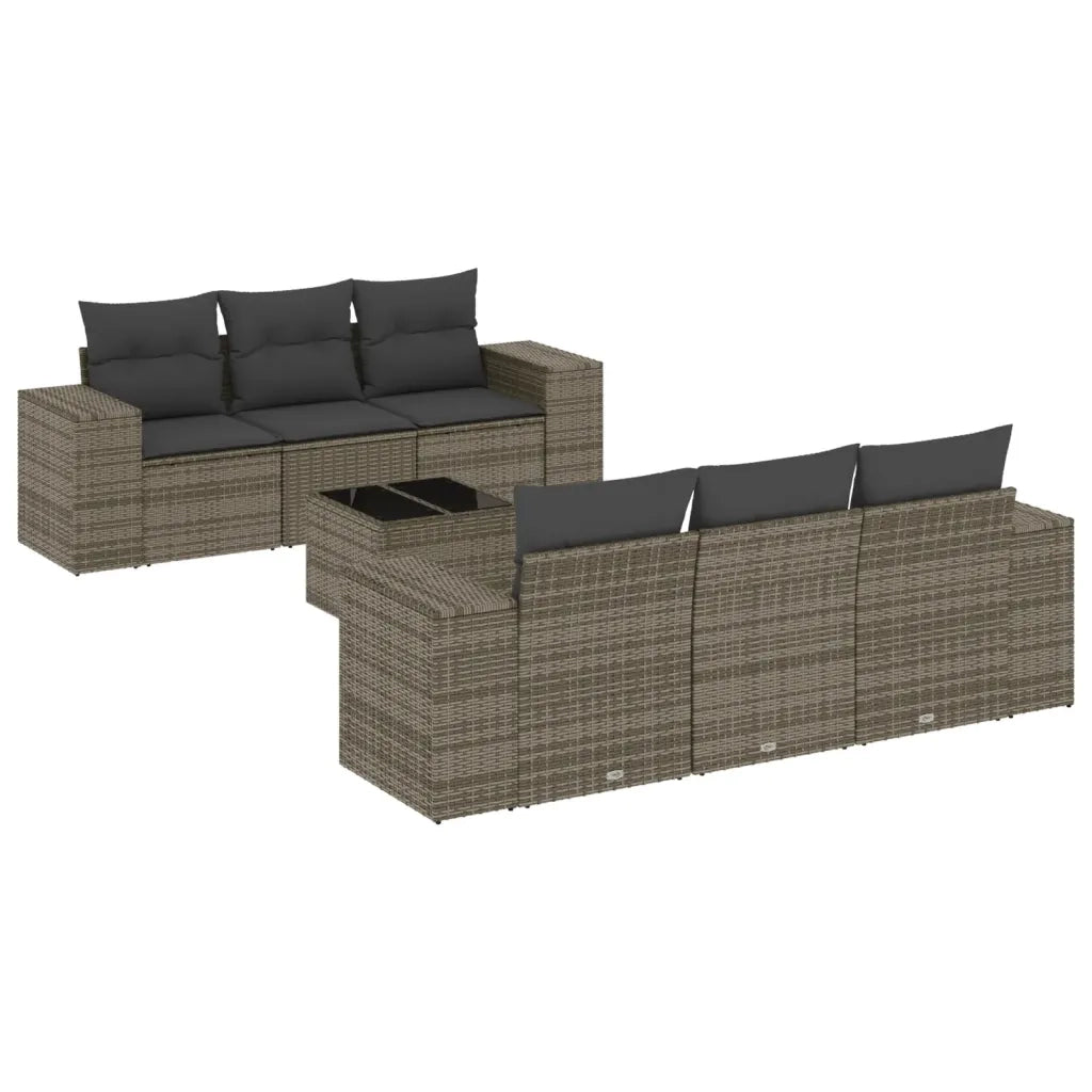 Set Divani da Giardino 7 pz con Cuscini Grigio in Polyrattan 3254647