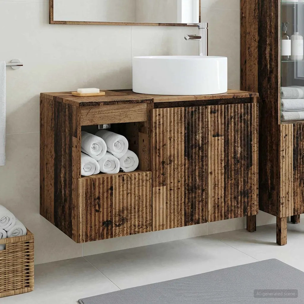 Set di mobili per il bagno 2 pz Legno antico 3404112