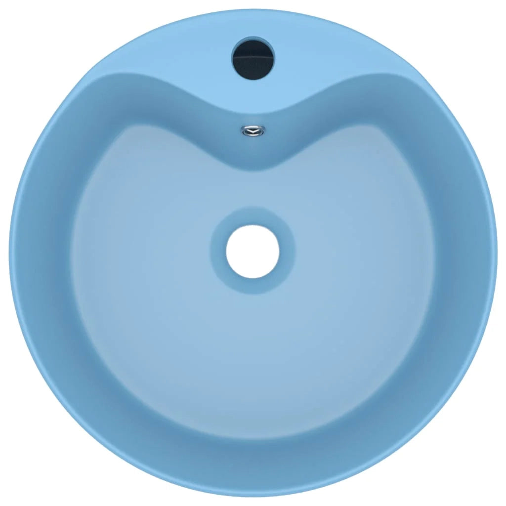 Lavabo di lusso con troppopieno 36 x 13 cm ceramica azzurra opaca 02_0002775