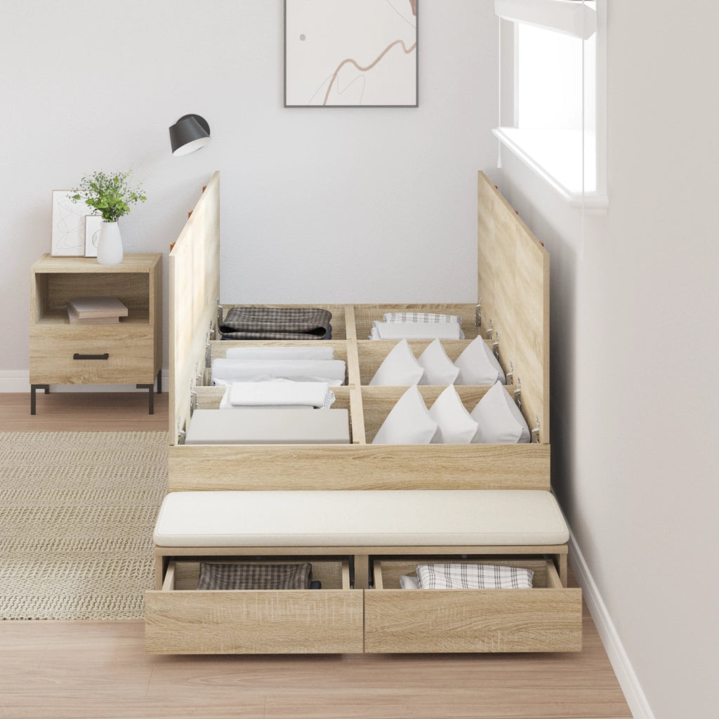 Struttura letto con contenitore in rovere Sonoma 80x200 cm