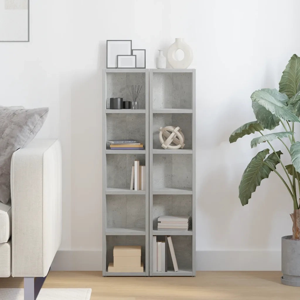 Scaffali Porta CD 2pz Grigio Cemento 21x16x93,5cm in Truciolato cod mxl 76699