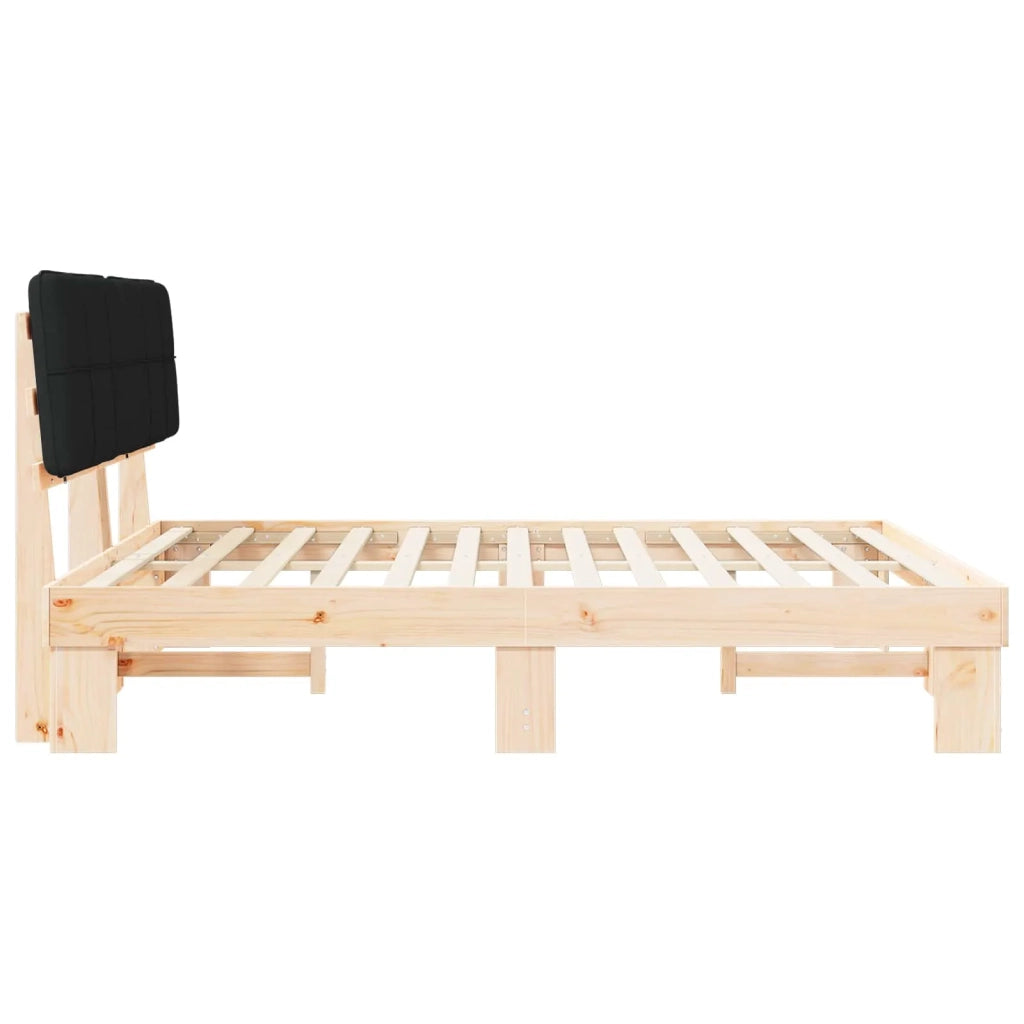 Letto con Testiera Rivestita Nero 200 x 200 cm Pino massello