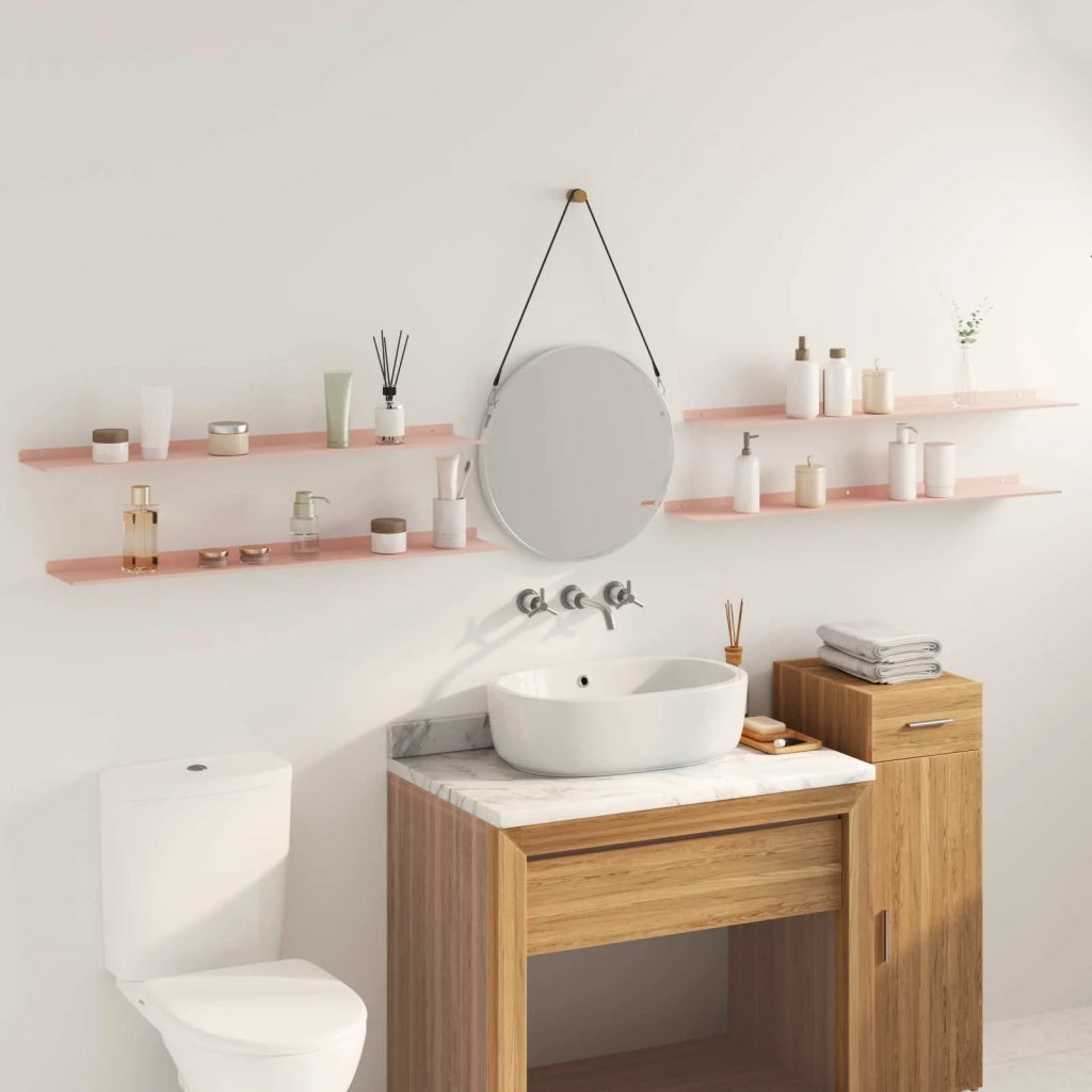 Mensola sospesa 4 pcs Rosa 100 x 18 x 2,5 cm Acciaio