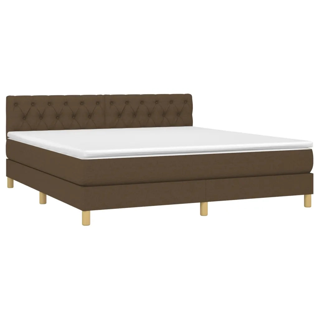Letto a Molle Materasso e LED Marrone Scuro 160x200 cm Tessuto 3133968