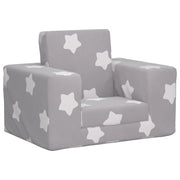 Divano Letto Bambini Grigio Chiaro con Stelle Morbido Peluche