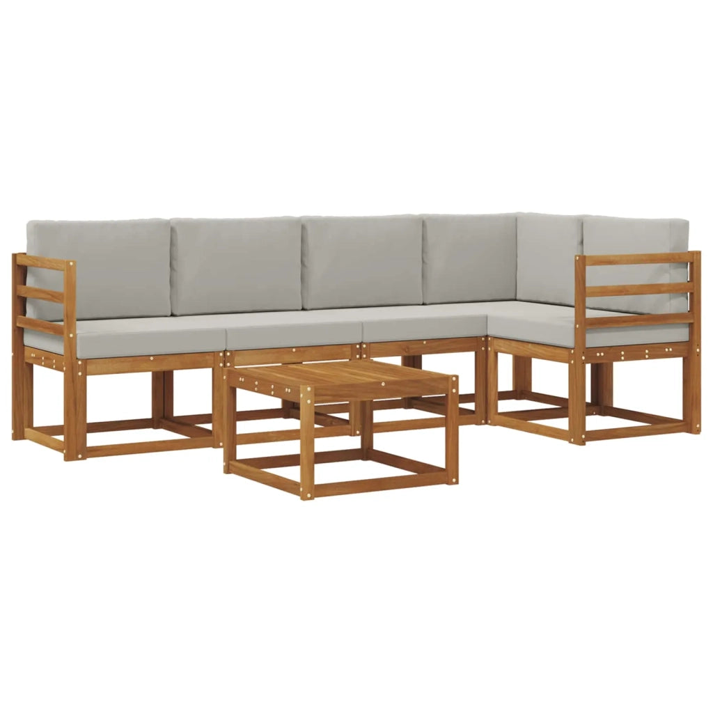 Set di divani da esterno 6 pcs Grigio Naturale e Chiaro 3366414