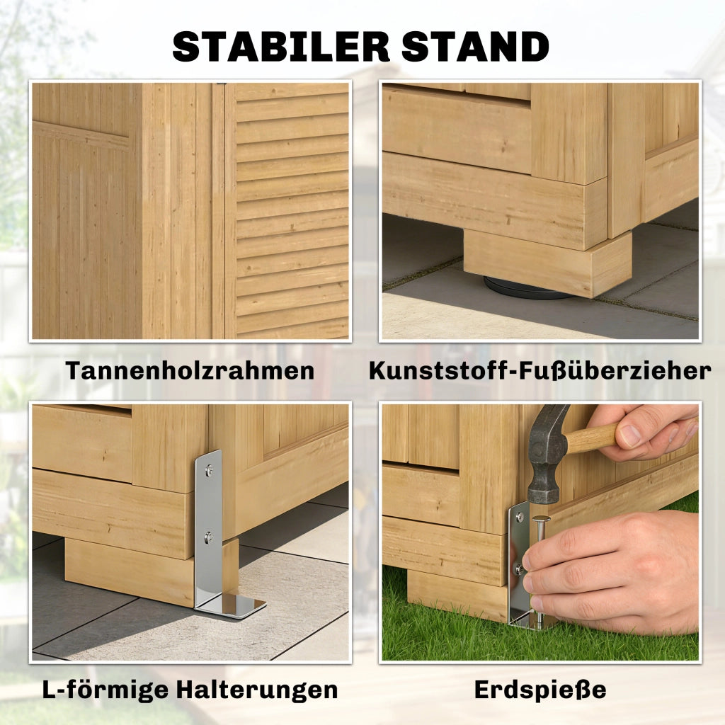 Capanno da giardino in legno con porta bloccabile, finestra in acrilico e pannello di ventilazione ¨C zephmum ¨C 120x180x110 cm