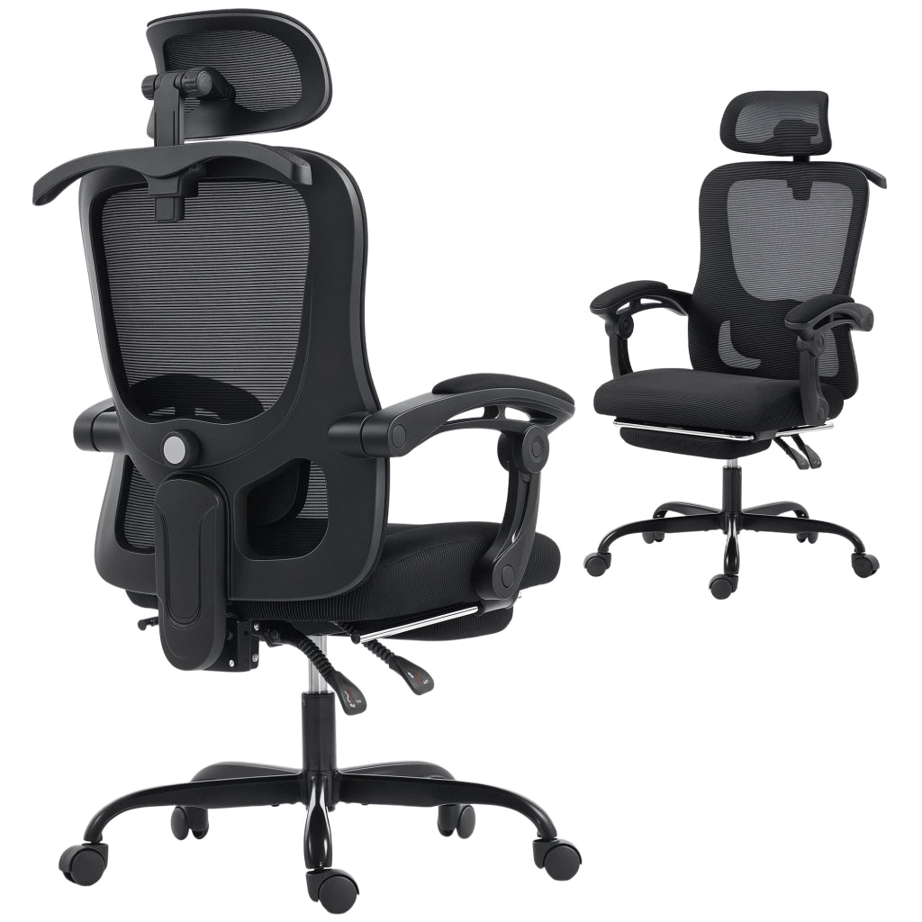 Sedia da ufficio ergonomica con rete ¨C Zephmum ¨C 64x64x124 cm, nero