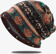 Cappello da donna in cotone a maglia lisa con imbottitura polar a pizzo soffice colore moka