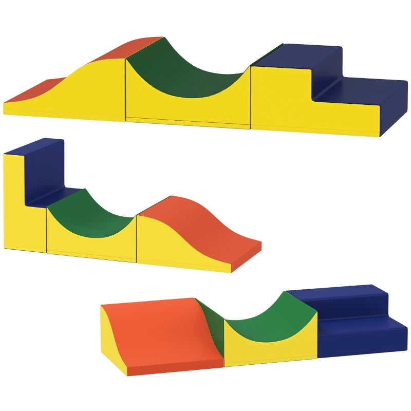 Set da arrampicata e gattonamento in 3 pezzi per bambini piccoli, in similpelle e schiuma, colore giallo.