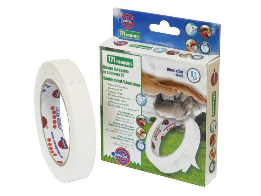nastro biadesivo fissaforte mm. 19x5 mt. col. bianco cod:ferx.vit29496