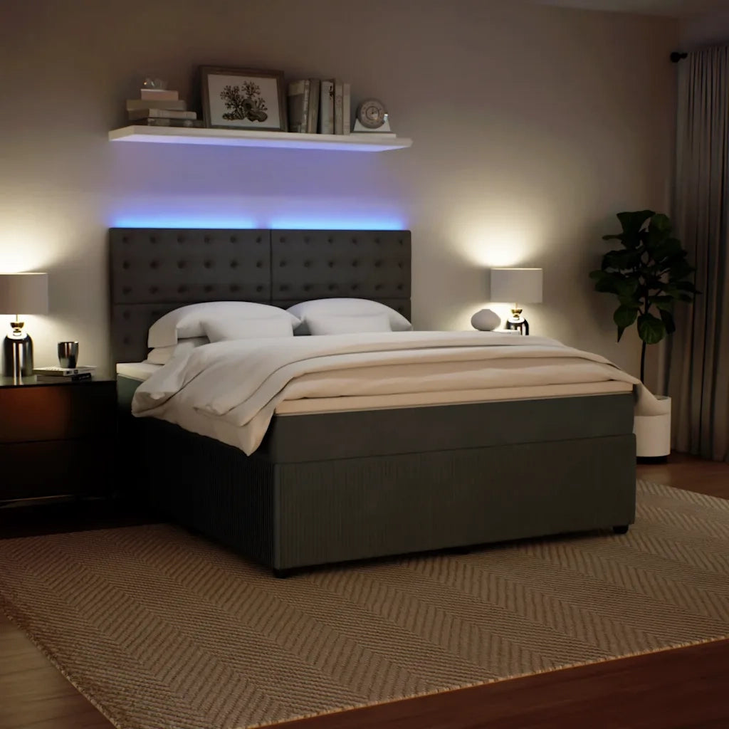 Giroletto a Molle con Materasso Grigio Scuro 180x200 cm Velluto 3294719