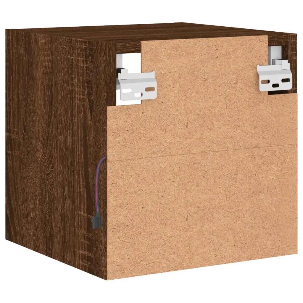Mobile TV a Parete | Armadietto TV | Mobile Porta TV con Luci LED Rovere Marrone 30x28,5x30 cm