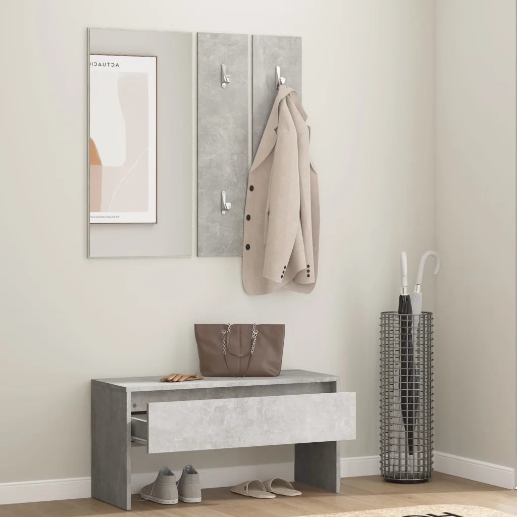 Set di Mobili da Corridoio Grigio Cemento in Legno Multistrato cod mxl 50087
