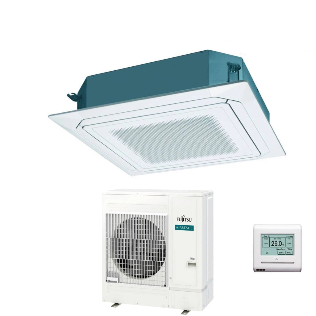 Condizionatore a Cassetta Fujitsu KR Eco Circular Flow White 45000 Btu AUXG45KRLB Trifase R-32 Wi-Fi Optional con Griglia e Filocomando