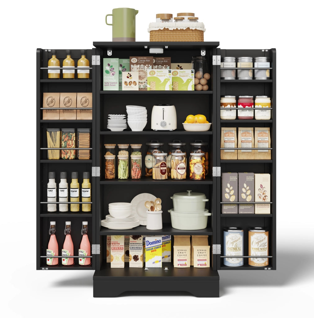 Mobile contenitore alto con luce LED a sensore; ripiano regolabile; MDF nero; 120 x 60 x 40 cm
