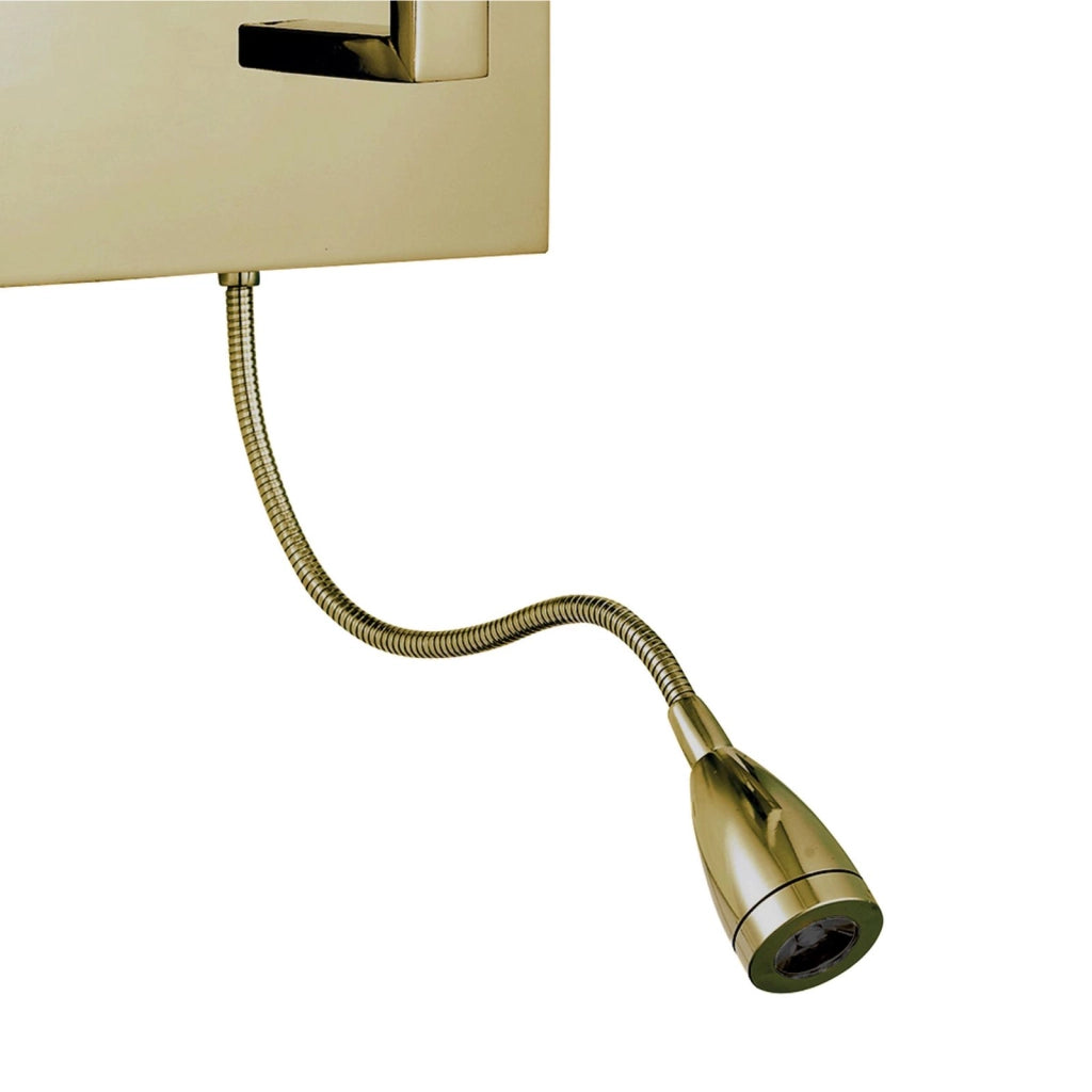 Applique da parete per hotel - Metallo ottone satinato e paralume in tessuto bianco