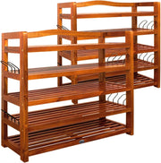 2x Scarpiera 5 Ripiani 95x26x82 cm Legno di Acacia 200kg Portascarpe Salvaspazio Ingresso