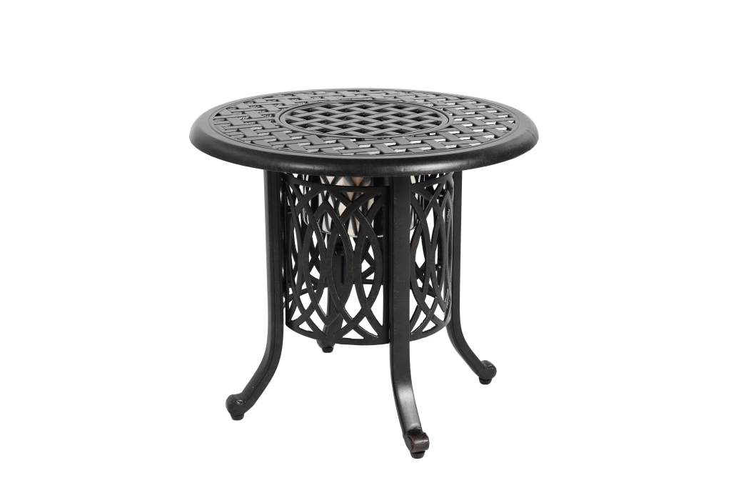 Tavolo da Giardino Bistrò con Secchiello per Ghiaccio e Piedini Regolabili per Terrazza in Alluminio Bronzo 55 x 49 cm