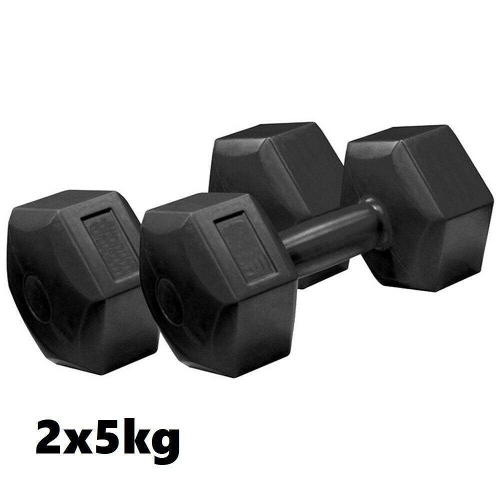 Trade Shop - Coppia Di Manubri In Vinile Da 5kg Ognuno Manubri Pesi Palestra Fitness Sport -