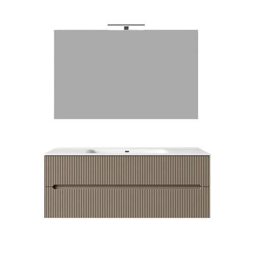 Composizione mobile bagno sospeso con cassetti cm 120 cannettato mod. STICK - Tortora Opaco