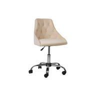 Sedia da ufficio girevole in velluto beige con bottoni regolabili in altezza