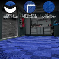 Piastrelle a incastro ventilate Blu 3,2m x 6m per garage e officine, antiscivolo.