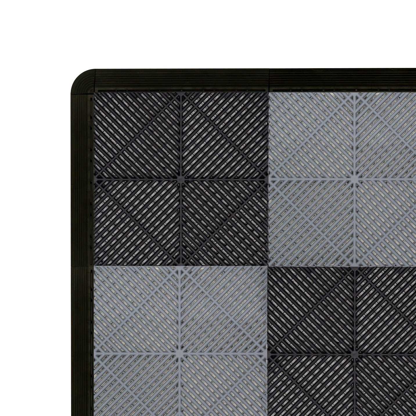 Piastrelle ventilate nere e grigie 3,2m x 6m per garage e officine, antiscivolo.