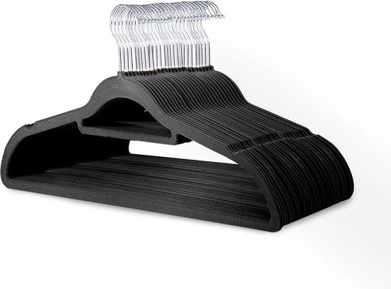 Hangers in flanella di velluto con pacchetto da 30 (45 cm) - Hangers antiscivolo sottili con maniglia e gancio a 360 gradi per la conservazione a casa. Organizzatori di abbigliamento resistenti e spazieggianti con rivestimento in velluto.