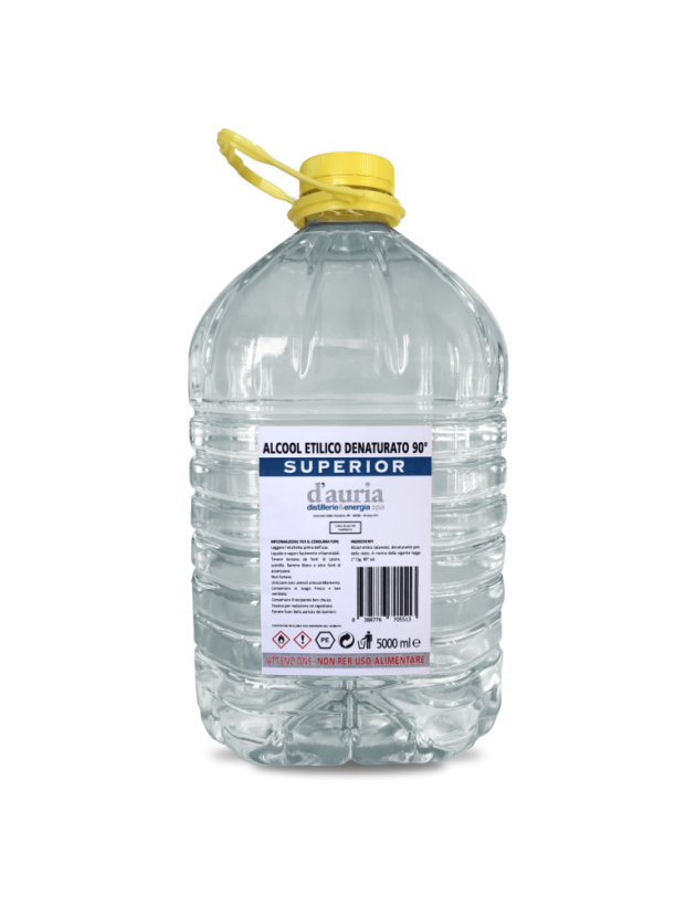 Alcool etilico denaturato DGS 90 gradi Superior incolore D'Auria da 5 litri etanolo