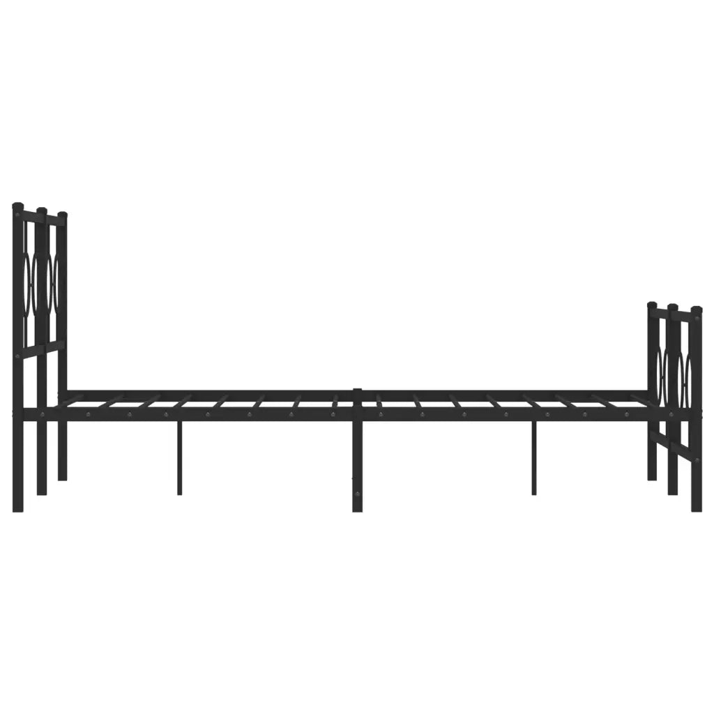 Giroletto con Testiera e Pediera-Struttura Letto Metallo Nero 140x200 cm 791119