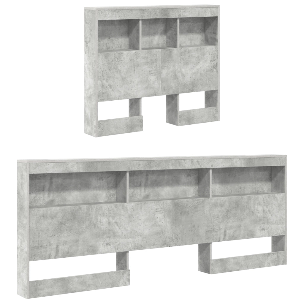Letto con Libreria Grigio Calcestruzzo 75x190 cm in Legno Ingegnerizzato